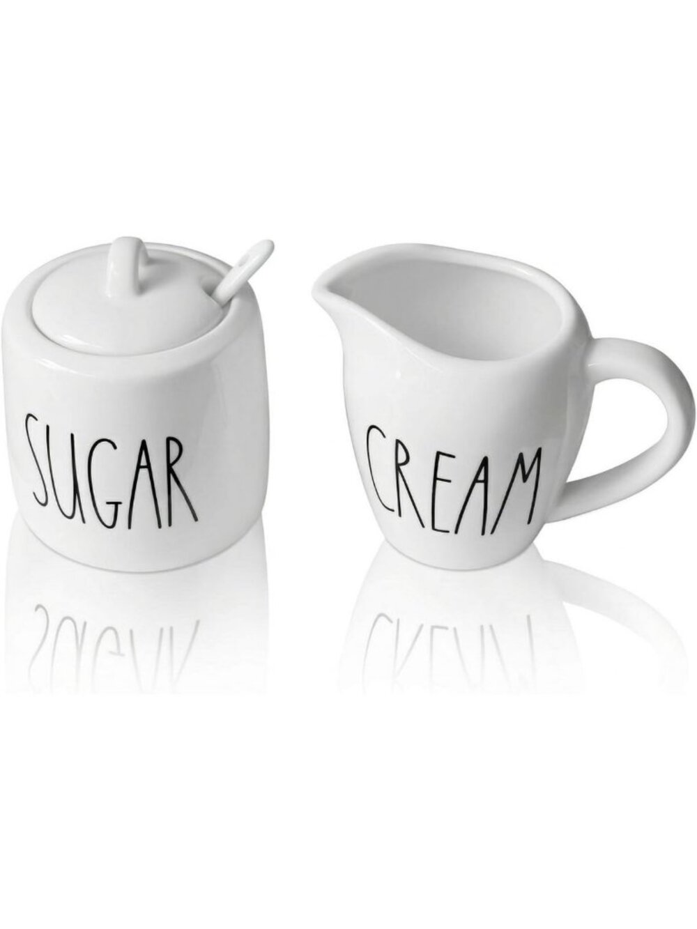 Farmhouse Creamer & Sugar Bowl Set - Ceramic Sugar Dispenser & Cream Container